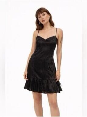 NWT $349 Richard Chai Love 4/XS Dress Black Slip Dress with Ruffle Hem